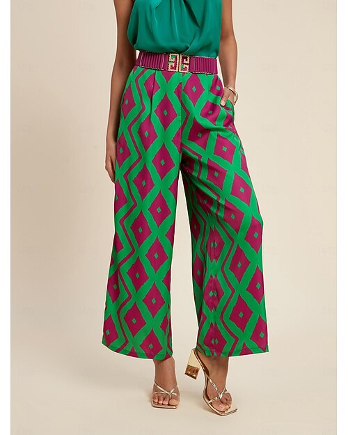 Per donna Dritto Lungo Raso Tasca Micro-elastico Pantaloni Casual Quotidiano Weekend Verde Estate S M L