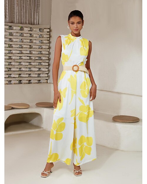 بذلة من الساتان بطبعات الأزهار