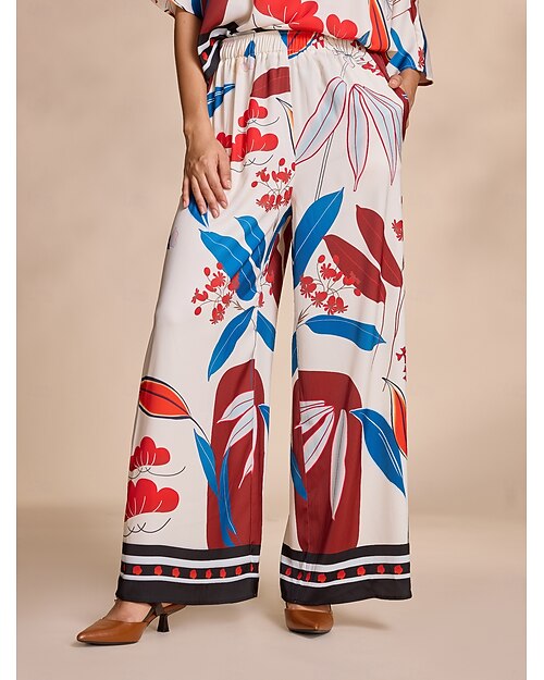 Femmes Ample Culottes Jambe Large Maxi Satin Micro-Élastique Taille Moyenne Élégant Soirée Décontracté Quotidien Abricot Printemps & Automne Inter-saisons XS S M