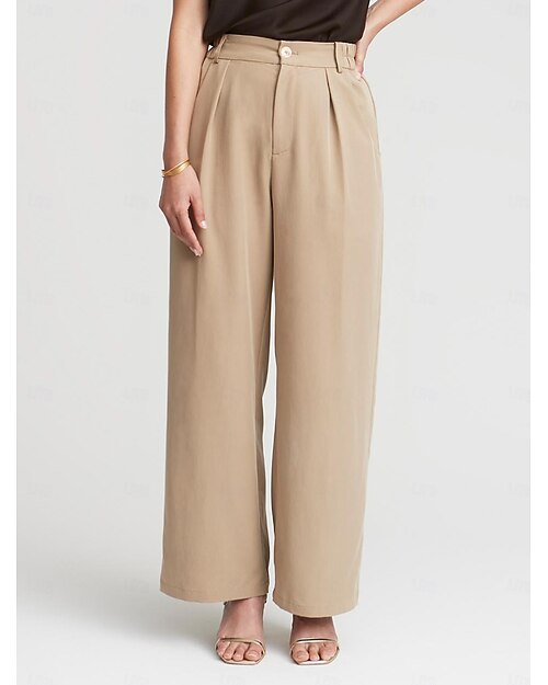 Femmes Dress Pants works Longueur complète Taille haute Basique Décontracté Quotidien Haute qualité Formel Tenue Quotidienne Décontracté Quotidien Chameau Toutes saisons S M L