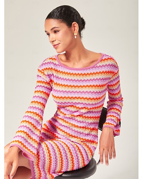 Weiblich Freizeitkleid Rosa Kurze Ärmel Frühling Herbst Boot Modern XS S M