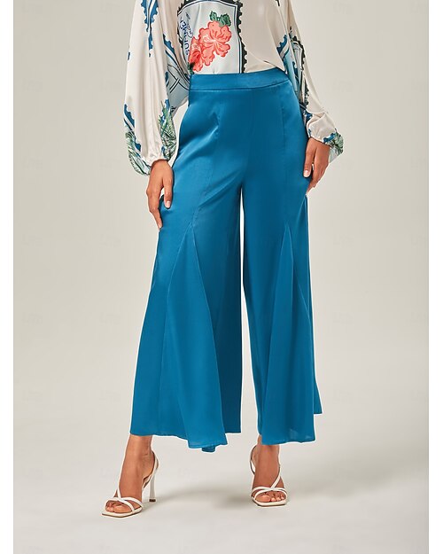 pantaloni larghi da donna tinta unita vita alta leggeri casual vacanza quotidiano primavera estate autunno