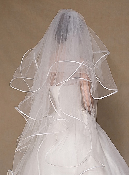 Tiered Mohair Edged Fingertip Veil - Style #V443F