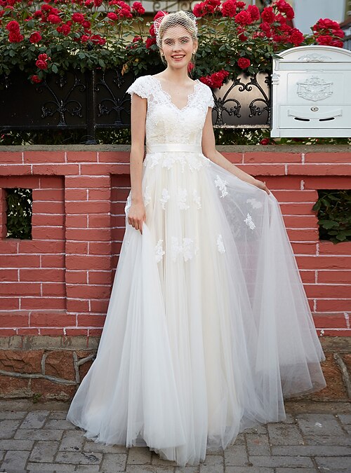 knee length dresses for ladies A-LINE CHFFON BRIDAL GOWN CDTY11