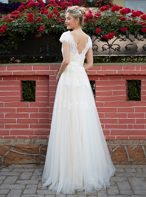 wedding dresses line Fantasy A-Line Lace Long Sleeves Wedding Dresses Plus Size Gothic Black Dress COCOMELODY CW3156, 35 Days / As Picture:Ivory/Nude / US16-UK18-EUR46