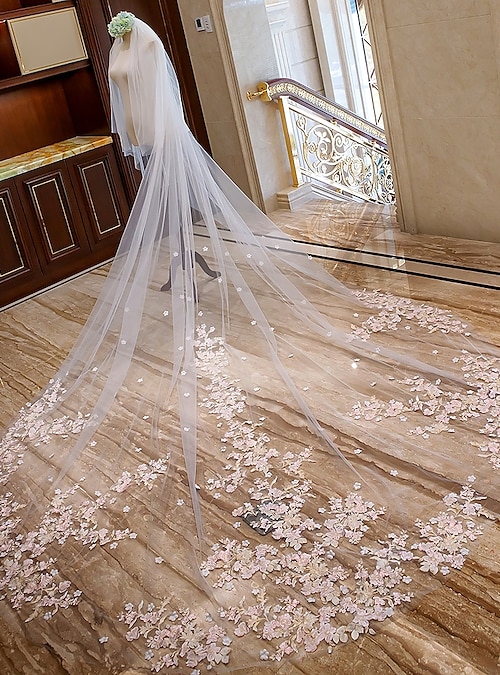 Floral Lace and Tulle Mantilla Cathedral Veil