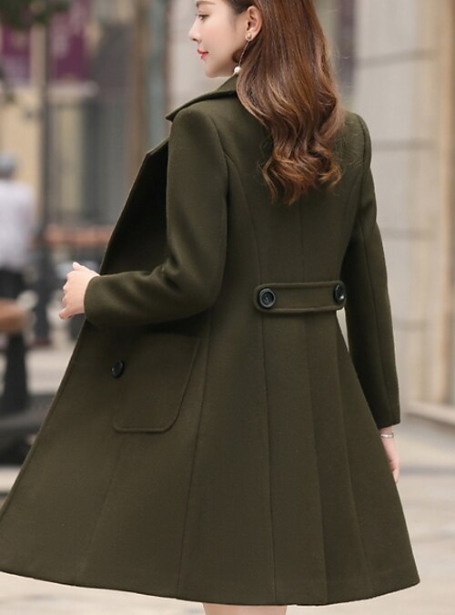 Women's Daily Basic Fall & Winter Long Trench Coat, Solid Colored 