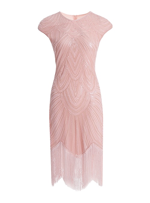 Roaring 20s 1920s Prom Dress Knee Length Flapper Dress Dress Cocktail Dress  Cap Sleeves The Great Gatsby Charleston Wedding Guest Sequins Tassel Fringe  Solid Colored Scoop Neck Fancy Dress Women's 2026 -