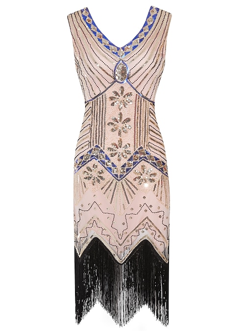 De Luxe 20s Sequin Or Costume Charleston Femmes Robe Bal Déguisement Gatsby