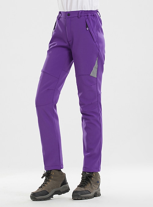 Women's Fleece Lined Pants Hiking Pants Trousers Solid Color