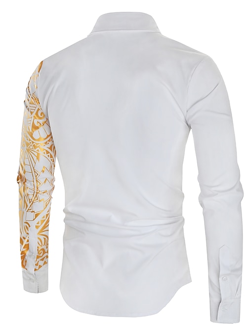 white and gold mens dress shirt goTIELESS Ultimate Dress Shirt (White/Royal Palm) main image 0