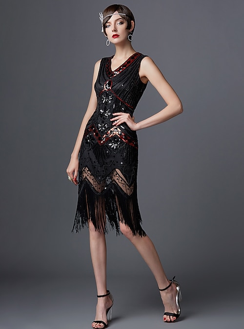 slim fit dress slacks 1920s Rose Flapper Style Dress 40834 main image 1