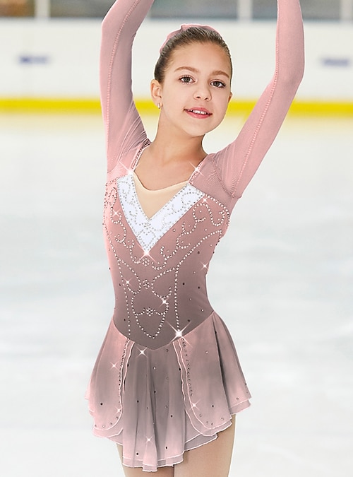New Girls Women Ice Figure Skating Dress For Competition deep pink handmade 