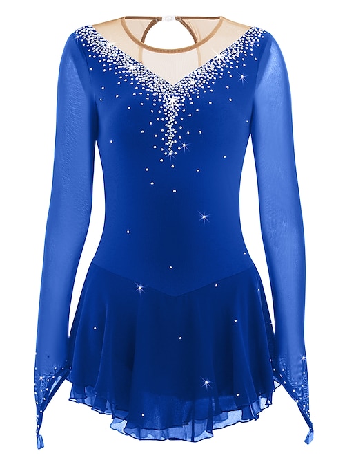 figure skating dress crystal designs Blue Crystal Figure Skating Dress - Customized Competition Costume