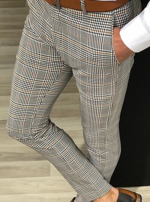 men's casual checkered pants