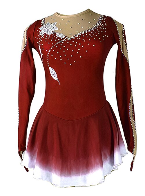 burgundy skating dress Floral Cutout Long Sleeve Mini Dress main image 0