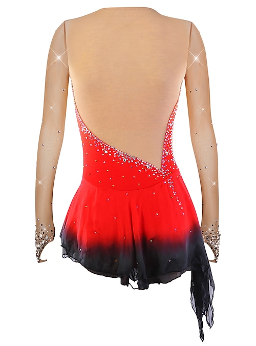 Vestido de patinaje artístico para mujer y niña, de licra, para  competición, cristal, diamantes de imitación, color marrón, XL