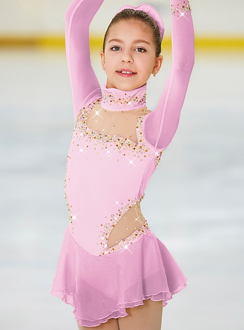 Figure Skating Dress Women's Girls' Ice Skating Dress Outfits Violet White Black Spandex High Elasticity Competition Skating Wear Warm Handmade Jewele
