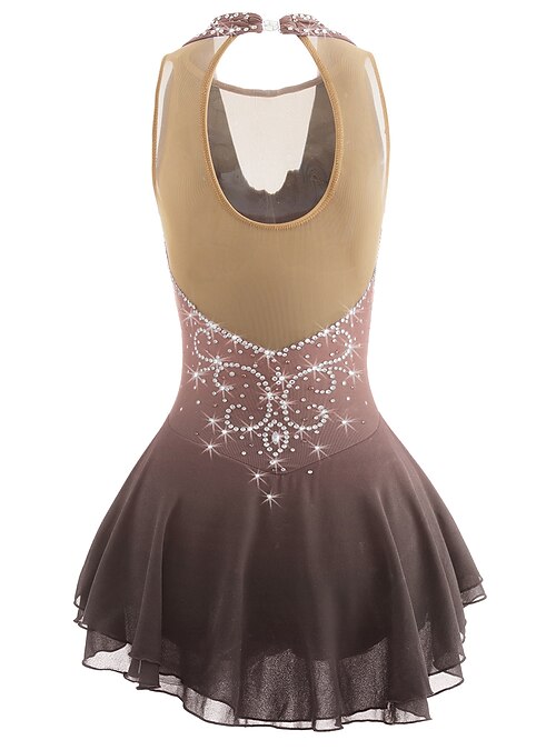 Figure Skating Dress Women's Girls' Ice Skating Dress Black White Yellow  Patchwork Open Back Mesh Spandex High Elasticity Practice Competition Skating  Wear Jeweled Rhinestone Sleeveless Ice Skating 2026 - CAD $206.99