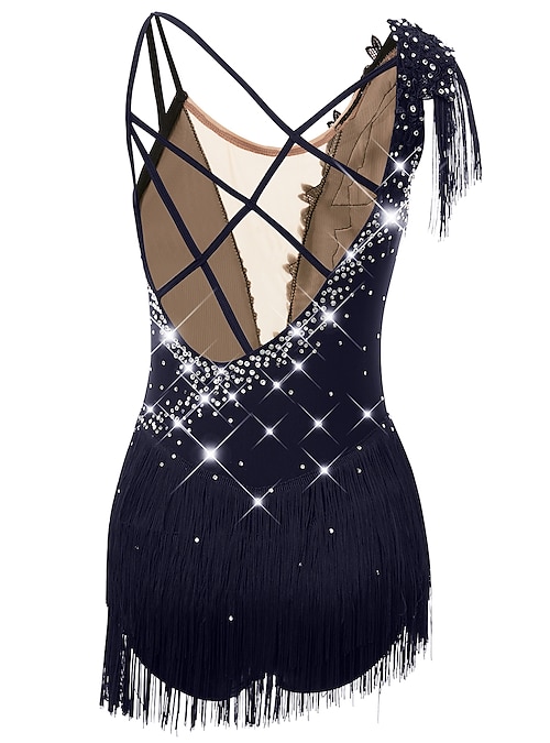Figure Skating Dress Women's Girls' Ice Skating Dress Black White Yellow  Criss Cross Tassel Mesh Spandex High Elasticity Competition Skating Wear  Sleeveless Latin Dance Ice Skating Winter Sports 2026 - AU $172.39
