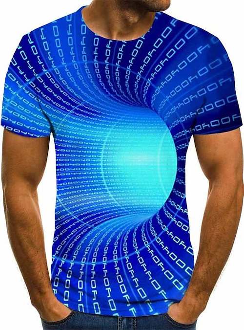 REYO Plus Size Men Summer 3D Printed O-Neck Short Sleeve T Shirt Top Blouse Cool S-3XL