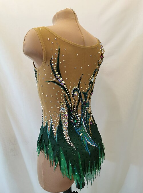 21年 新体操レオタード 体操競技レオタード 女性用 女の子 子供 レオタード スパンデックス 高弾性 高通気性 手作り 長袖 訓練 競技大会 ダンス 新体操 体操競技 グリーン コレクション Us 9 99