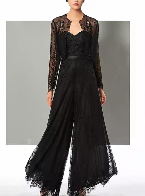 Elegant Lace Jumpsuit With Long Sleeves For Women Formal Evening