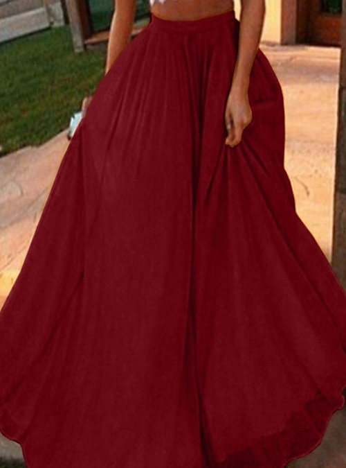 wine colored maxi skirt