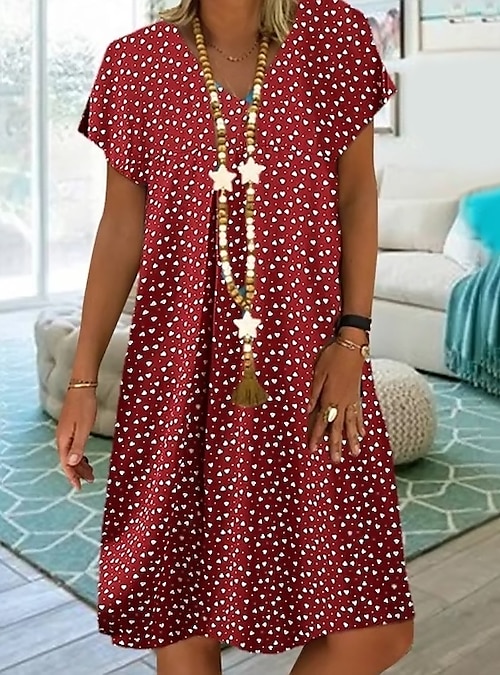 red polka dot shift dress