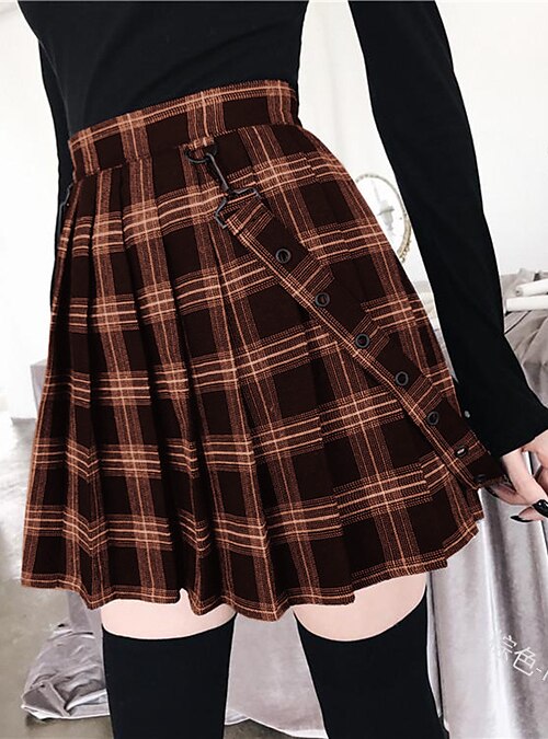 Falda plisada Harajuku para mujer minifalda a cuadros de estilo Pre 