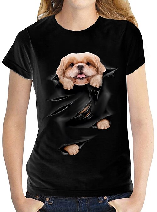 dog print t shirts for womens