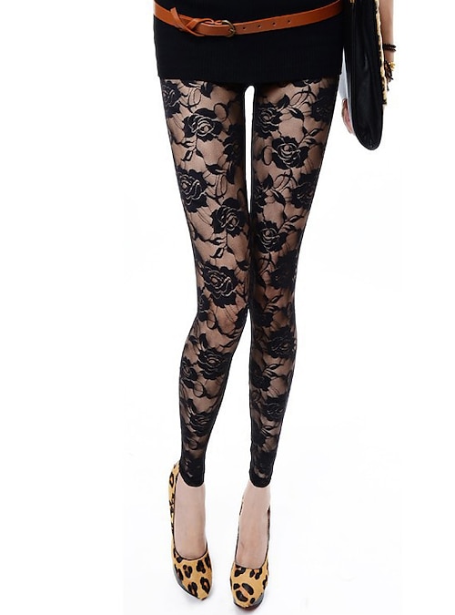 Tights with Floral Lace | Lindex Lithuania
