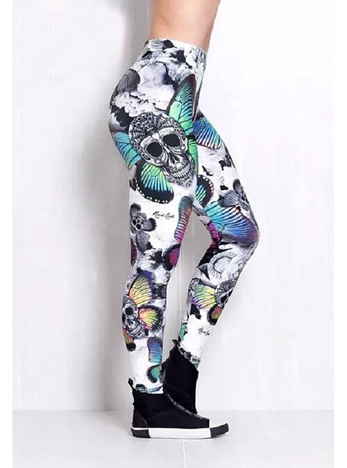 skull printed yoga leggings for women 