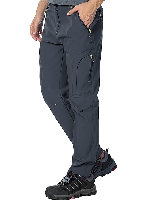 BGOWATU Mens Snow Ski Fleece Lined Pants Water Resistant Windproof Outdoor Hiking Trousers with Zipper Pockets 