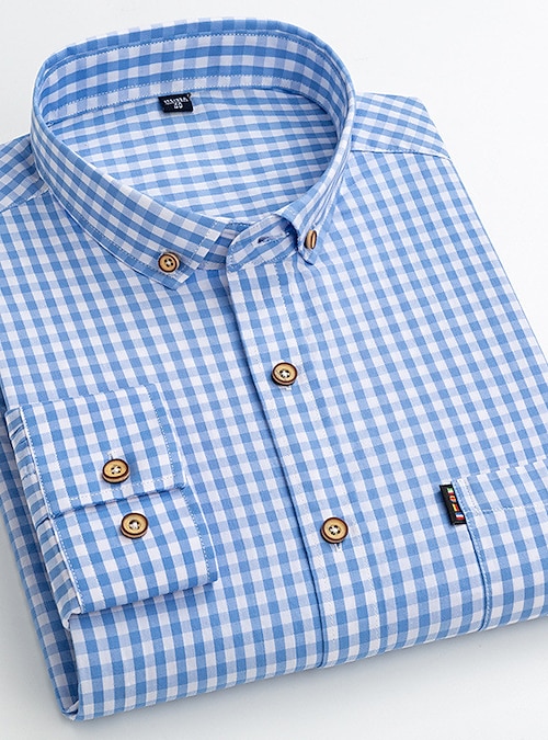 Per uomo Camicie Camicia a quadri Camicia abbottonata Camicia con colletto B C D E Manica lunga A quadri Collo ripiegabile Primavera Autunno Matrimonio Ufficio Abbigliamento Bottone giu del 2024 a 35....