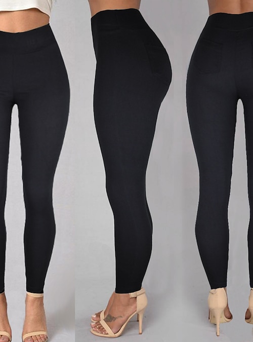 Women's Skinny Slacks Pants Trousers Solid Colored Full Length