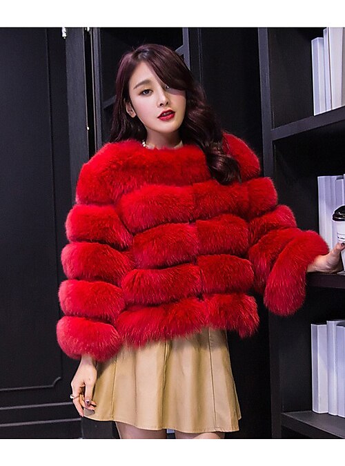 inc red faux fur jacket