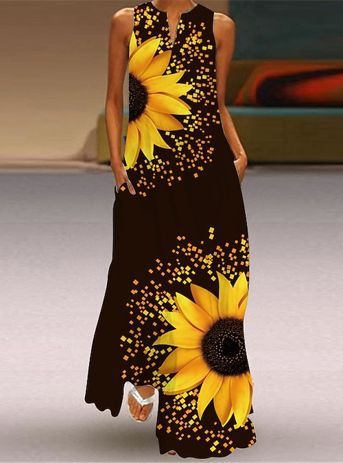 Women's Maxi Dress Casual Dress Floral Print V Neck Casual Daily Sleeveless  Summer Spring 2026 - $39.99