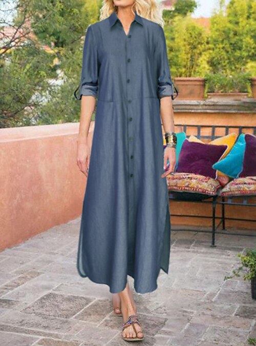Women's Denim Dress Denim Shirt Dress 