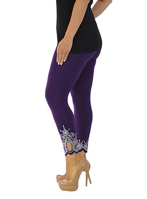Capri leggings with lace trim for women 