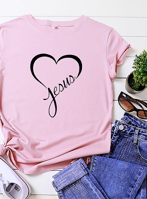 jesus letter printed t shirt women love 