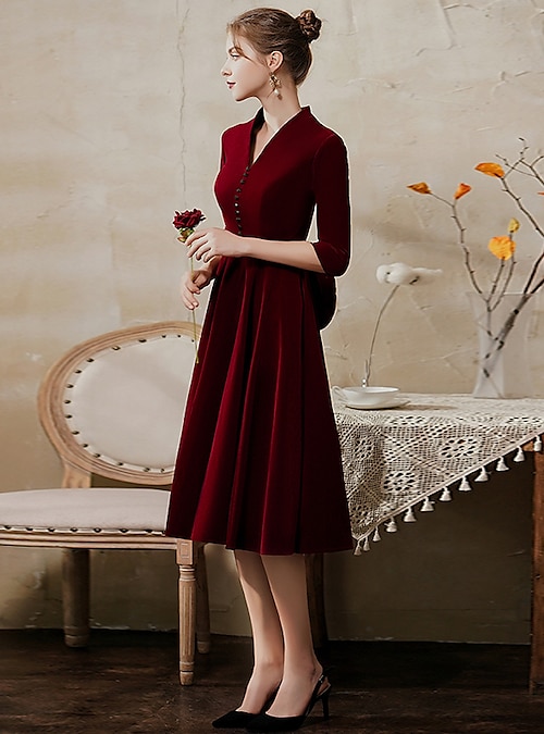 Tea Length Velvet Dress