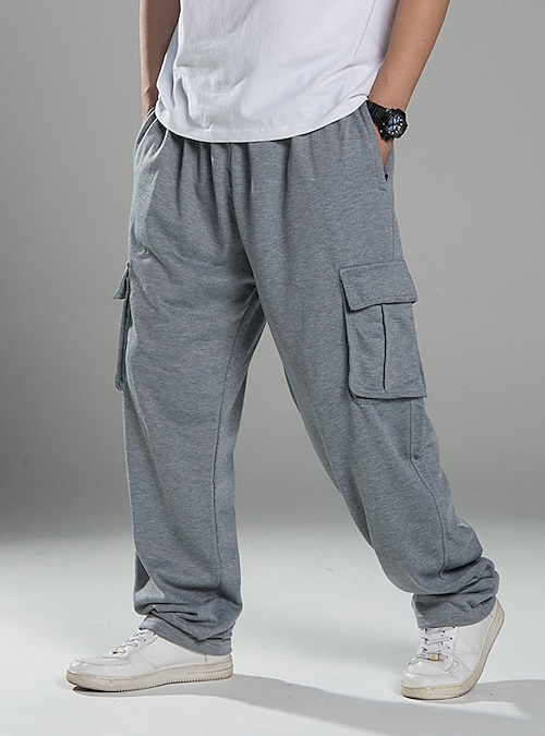 Men's Plain Baggy Elastic Waist Trousers Casual Sport Bottoms Workout Sweatpants 