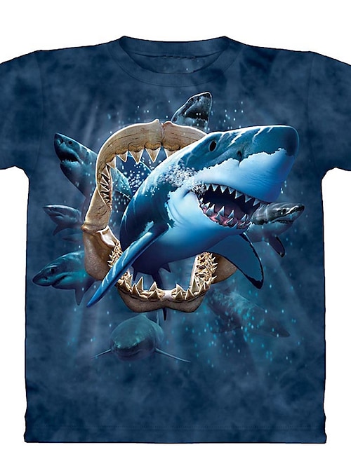 Shark Shirts for Boys Men Funny Great White Summer Fishing T-Shirt