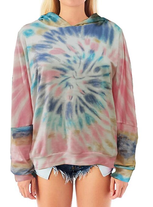 Mujer Sudadera Tie-dye Casual Diario Deportes Ropa deportiva Ropa de calle  Sudaderas con capucha Sudaderas Corte Ancho Morado Amarillo Rosa 2022 - US  $10.35