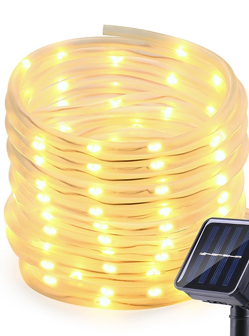 Battery Rope Tube LED Solar Lamp 50/100 LEDs String Lights Outdoor Fairy Holiday 