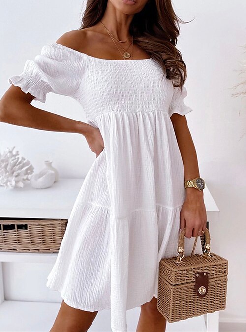 Vestido branco feminino com laço Kawaii, minivestido de verão fofo
