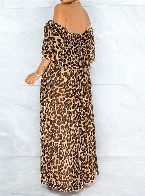 Women's Plus Size Holiday Dress Leopard 