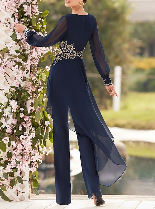 Elegant Pantsuit/Jumpsuit Plus Size Mother of the Bride Dress with Shawl  QM3164
