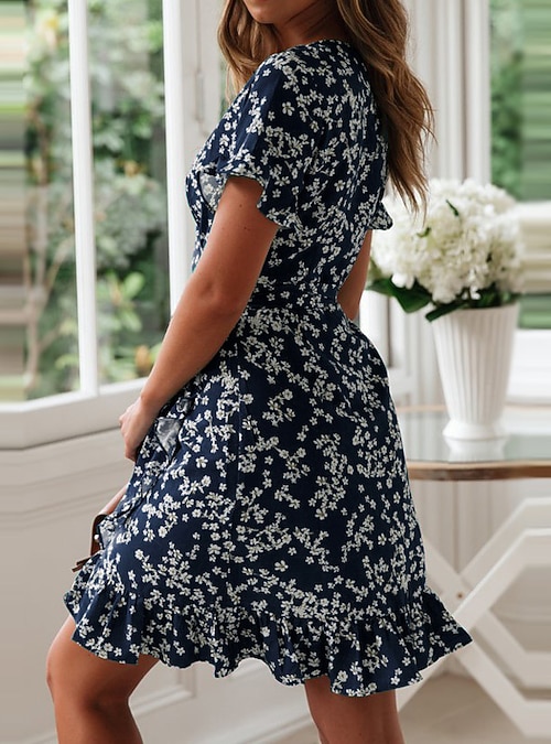 Women's Wrap Dress Short Mini Dress 